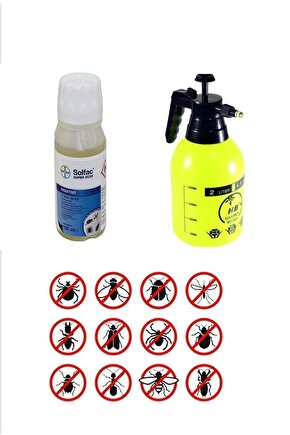 Tüm Uçan Ve Yürüyen Haşerelerde Etkili Bayer Solfac Süper Ec25 100Ml+ 2 Lt İlaçlama Pompası