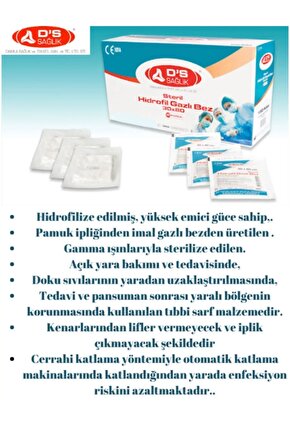 Steril Hidrofil Gazlı Bez 30x80cm (2 Adet 30x40) ( 10luk Paket Fiyatıdır )