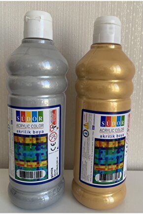 Metalik Varak Altın (Gold) Ve Gümüş Akrilik Set 500 ml