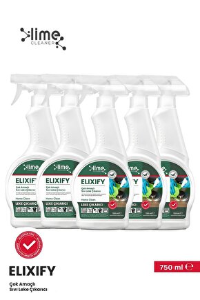 Elixify Çok Amaçlı Ultra Güçlü Sıvı Leke Çıkarıcı 750ml x 5 Adet | Anti Alerjik