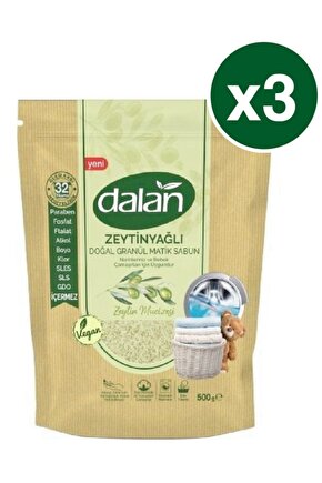 Doğal Zeytinyağlı Granül Sabun Bebek Deterjanı 500 Gr X 3 Adet