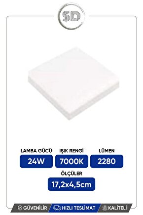 Carla  Sq-24 Sıva Üstü Led Kare Armatür 7000k (beyaz Kasa)