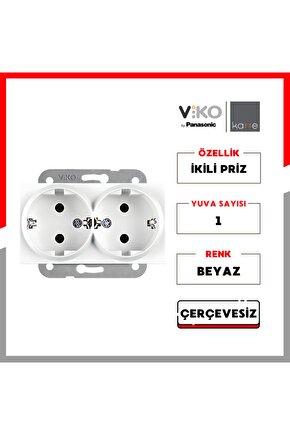 Viko | Karre Ikili Priz, Beyaz, Çerçevesiz