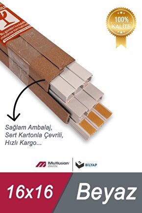 Kablo Kanalı 16x16 Yapışkanlı 18 Metre (9 Adet) Sağlam Ambalaj