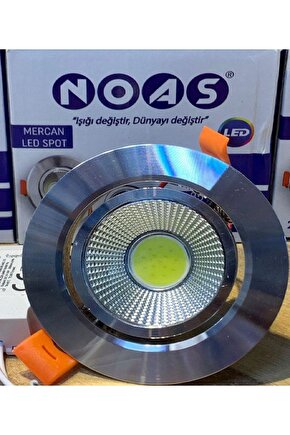 Noas Mercan 5 Watt 5w Cob Led Spot Lamba Krom Kasa + Beyaz Işık Garantili ( Delik Çapı 6-7 Cm )