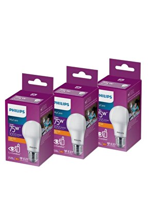 Led 10-75w Ampul 2700k Sarı Işık 3lü