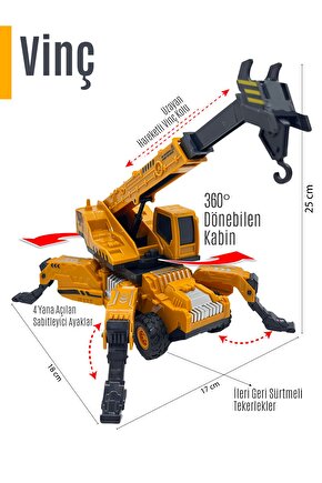 Oyuncak İş Makinesi  Vinç Iş Makinası - Sürtmeli