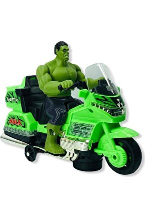 Avengers Marvel Hulk Yeşil Dev Motor Pilli Işıklı,sesli Motosiklet Figür Oyuncak