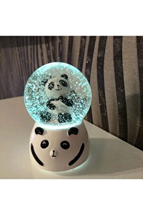 3D Sevimli Panda Orta Boy Işıklı Panda Temalı Kar Küresi Işıklı Panda temalı kar küresi