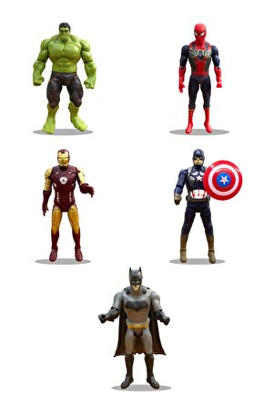 Avengers Yenilmezler 5li Set 20 Cm Batman Spider Man Kaptan Amerika Hulk Iron Man Figür Oyuncaklar