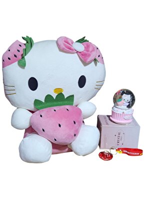 Sevgiliye özel yılbaşı hediyesi hello kitty pelüş kar kureleri ve anahtarlik set