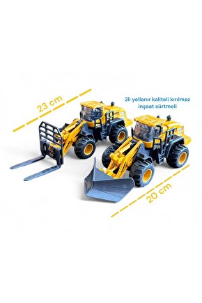 kar küreme aracı ve forklift inşaat araçları iş makinesi 2li oyuncak sağlam kırılmaz model