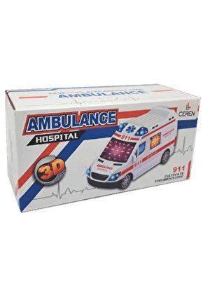 Pilli 3d Işıklı Ve Sesli Ambulans 89-1189