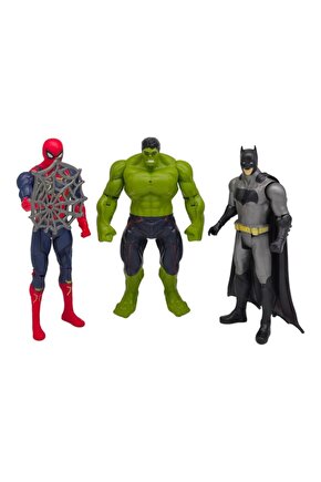 Avengers 3lü Kahraman Seti 20 cm - Işıklı Süper Kahramanlar 3 Parça Set