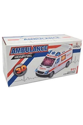 Oyuncak Pilli 3d Işıklı Ve Sesli Ambulans