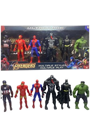 Avengers Spider Man Örümcek Adam Hulk Batman Iron Man Venom Captan Amerika 6’lı Yeni Figür Set