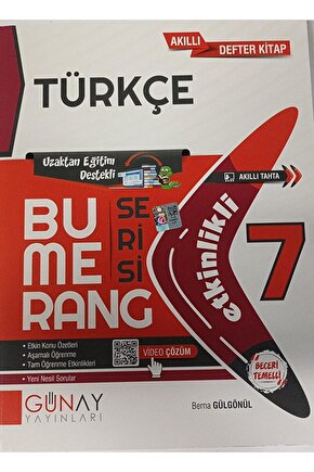 Bumerang 7. Sınıf Etkinlikli Defter Kitap  Kolektif  Günay Yayınları  9786258331745