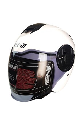 Motosiklet Yarım Kask Double Güneş Vizörlü Ece Sertifikalı Abs Material Motor Kaskı White