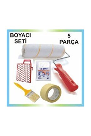 5 Parça Boyacı Seti Fırça-rulo-ızgara-kağıt Bant -örtü