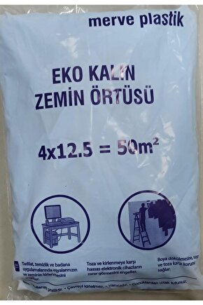 Kalite Kalın Etli Boya Örtü Zemin Brandası Eşya Koruma Naylonu 50 M2 = 4 X 12,5