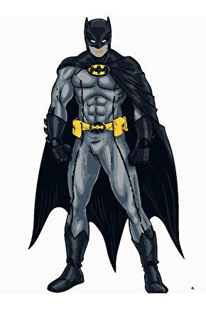 Sayılarla Boyama Kasnaklı Tablo Seti Fırça Boya Dahil 30x40 BATMAN