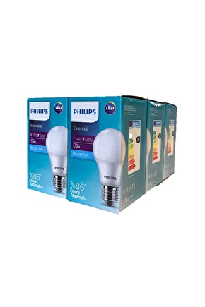 Philips Essential 6lı Paket 8w (60W) Beyaz Işık Led Ampul E27 Normal Duy