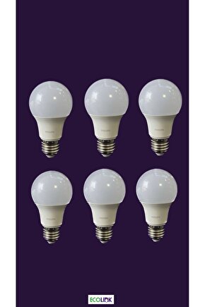 8W LED AMPUL E-27 DUY 6LI PAKET (2700-SARI) ECOLINK by PHILIPS