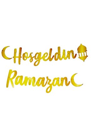 Hoşgeldin Ramazan Kaligrafi Banner Uzar Yazı Gold