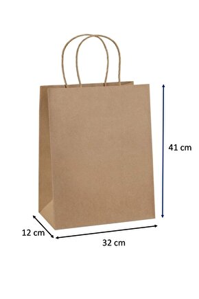 Burgu Saplı Çanta 32 Cm X 12 Cm X 41 Cm ( 100 Adet ) ( Kağıt Poşet Çanta )