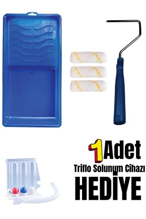 5 Parça Boyacı Seti, Boya Tavası,3 Adet Parmak Rulo,1 Adet 10cm Rulo Sapı