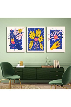 Matisse - Boho - Art Deco - Soyut - Doğa ( 3 lü Çerçevesiz ) Poster - Afiş - Tablo KR2C00721