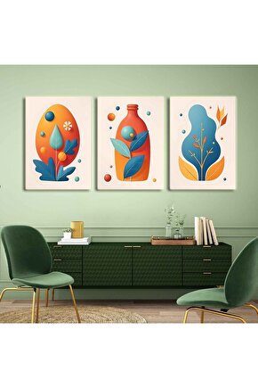 Matisse - Boho - Art Deco - Soyut - Doğa ( 3 lü Çerçevesiz ) Poster - Afiş - Tablo KR2C00268