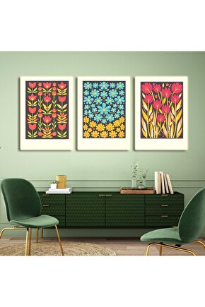 Matisse - Boho - Art Deco - Soyut - Doğa ( 3 lü Çerçevesiz ) Poster - Afiş - Tablo KR2C01256