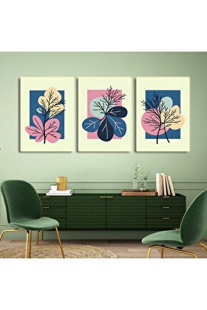 Matisse - Boho - Art Deco - Soyut - Doğa ( 3 lü Çerçevesiz ) Poster - Afiş - Tablo KR2C01252