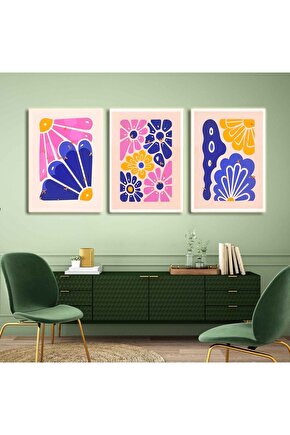 Matisse - Boho - Art Deco - Soyut - Doğa ( 3 lü Çerçevesiz ) Poster - Afiş - Tablo KR2C00710