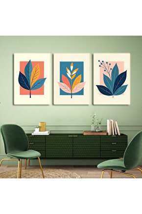 Matisse - Boho - Art Deco - Soyut - Doğa ( 3 lü Çerçevesiz ) Poster - Afiş - Tablo KR2C01249