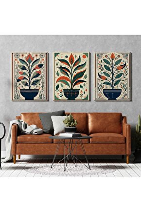 Matisse - Boho - Art Deco - Soyut - Doğa ( 3 lü Çerçevesiz ) Poster - Afiş - Tablo KR2C00015