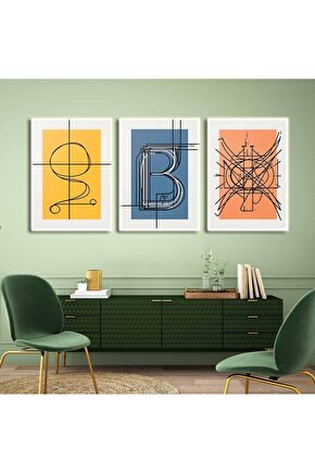 Matisse - Boho - Art Deco - Soyut - Doğa ( 3 lü Çerçevesiz ) Poster - Afiş - Tablo KR2C01155