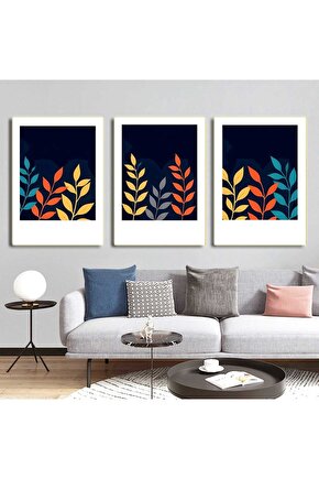 Matisse - Boho - Art Deco - Soyut - Doğa ( 3 lü Çerçevesiz ) Poster - Afiş - Tablo KR2C01240