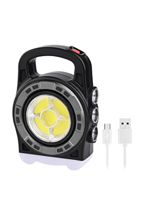 HB-6678C COB LEDLİ 20 WATT 3 KADEMELİ ŞARJ EDİLEBİLİR USB ÇIKIŞLI SOLAR LAMBA