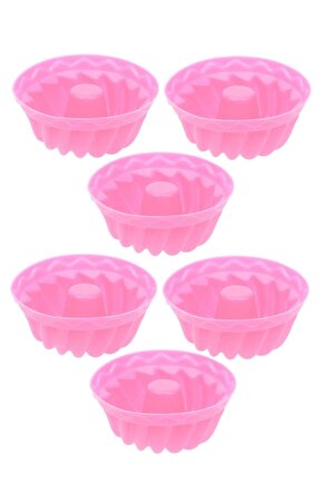 Silikon 6 Lı Göbekli Muffin Mini Kek Kalıbı (PEMBE)