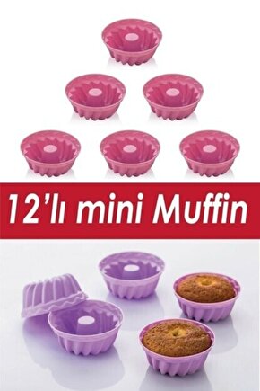 Mini Silikon Muffin Yanmaz Kek Kalıbı 12 Li