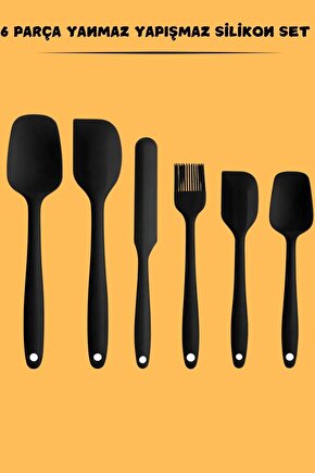 Yanmaz Yapışmaz 6 Parça Silikon Spatula Pasta Seti ( Yerli Üretim ) FDA ONAYLI