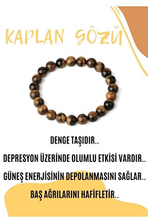 Kaplan Gözü Doğal Taşlı Unisex Bileklik