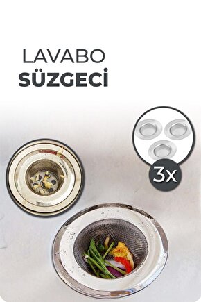 Çelik Lavabo Süzgeci 3 Adet