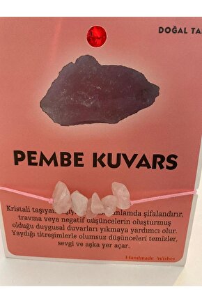 Pembe Kuvars Doğal Taş Bileklik