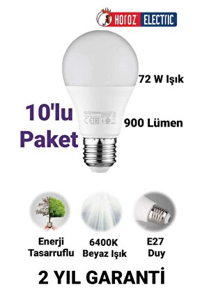 9w Led Ampul Beyaz Işık E27 Duy 900 Lümen Led Lamba