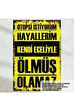 hayallerim öldü komik atarlı sözler duvar yazıları retro ahşap poster tablo