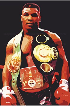 boks altın kemer madalya ring mike tyson ev dekorasyon tablo retro ahşap poster