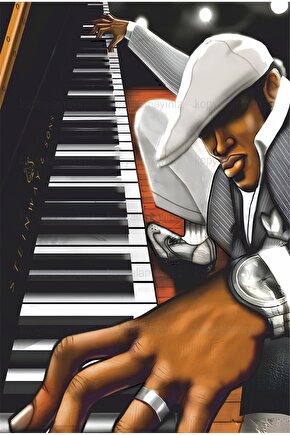 jazz soul blues müzik piyano çalan müzisyen ev dekorasyon tablo retro ahşap poster